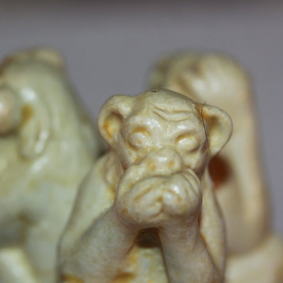 Vtg Chinese Soapstone Carving of Monkeys See No Evil Hear No Evil Speak No Evil - Picture 2 of 5